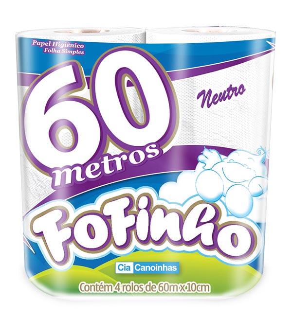 PAPEL HIG. FOFINHO FOLHA SIMPLES 60M C/4